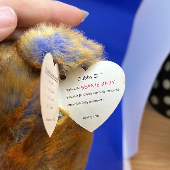 TY Beanie  Babies Buddy Accents Clubby III Brown/Blue Bear 2000 Plush 13 Inches - Picture 8 of 11